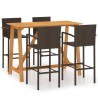 Ensemble de bar de jardin 5 pcs Marron 