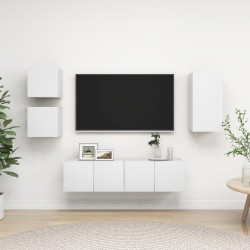 Ensemble de meubles TV 5 pcs Blanc Bois d'ingénierie 