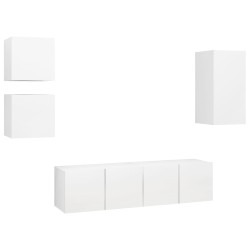 Ensemble de meubles TV 5 pcs Blanc Bois d'ingénierie 