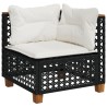 Salon de jardin 5 pcs avec coussins noir résine tressée 
