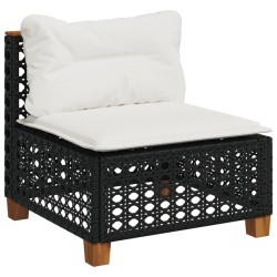 Salon de jardin 5 pcs avec coussins noir résine tressée 