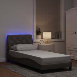 Cadre de lit avec LED sans matelas taupe 80x200 cm tissu 