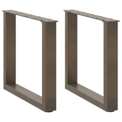 Pieds de table basse en U, 2 pièces, acier naturel, 50 x (42-43) cm 