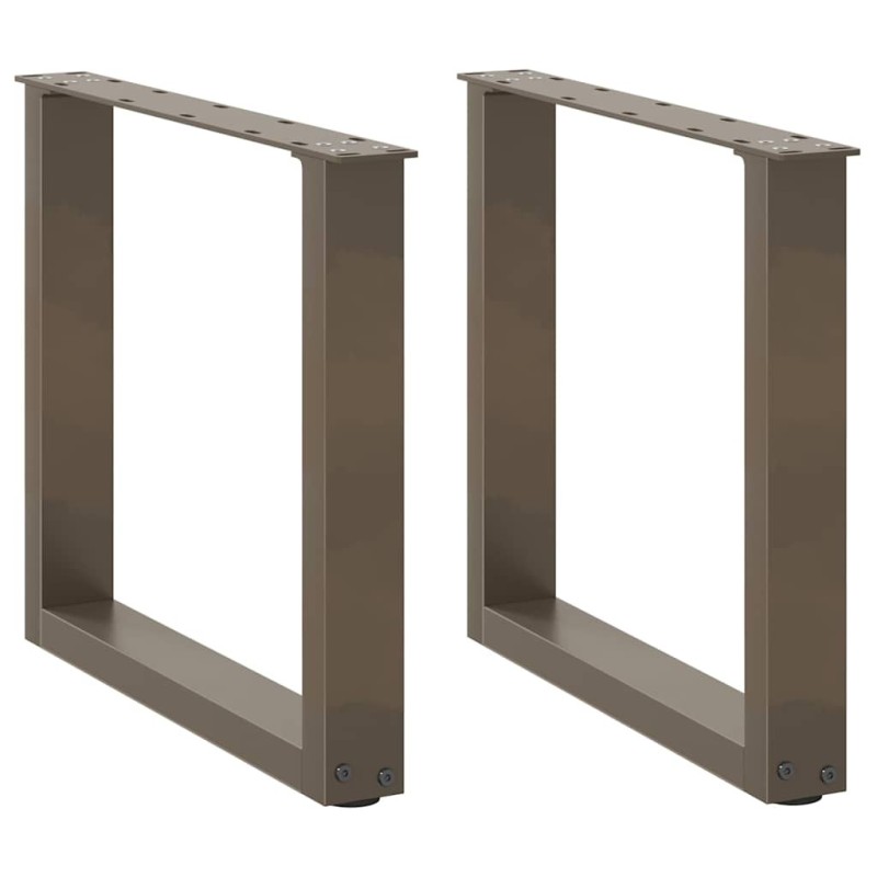 Pieds de table basse en U, 2 pièces, acier naturel, 50 x (42-43) cm 
