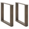 Pieds de table basse en U, 2 pièces, acier naturel, 50 x (42-43) cm 