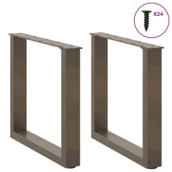 Pieds de table basse en U, 2 pièces, acier naturel, 50 x (42-43) cm 
