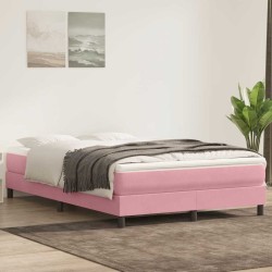 Sommier à lattes de lit avec matelas rose 140x220 cm velours 