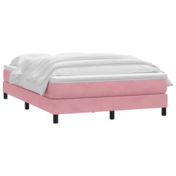 Sommier à lattes de lit avec matelas rose 140x220 cm velours 