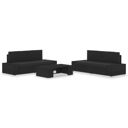 Salon de jardin 5 pcs Résine tressée Noir 