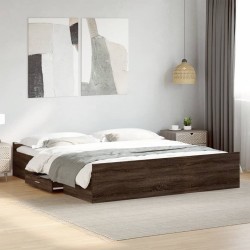 Cadre de lit avec tiroirs sans matelas chêne marron 200x200 cm 