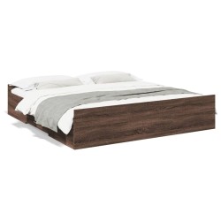 Cadre de lit avec tiroirs sans matelas chêne marron 200x200 cm 
