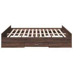Cadre de lit avec tiroirs sans matelas chêne marron 200x200 cm 