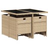 Ensemble à manger de jardin et coussins 9 pcs beige Poly rotin 