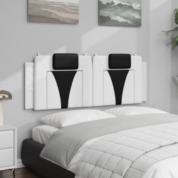 Coussin de tête de lit blanc et noir 140 cm similicuir 