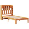 Lit bibliothèque sans matelas cire marron 75x190 cm pin massif 