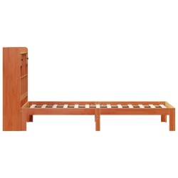 Lit bibliothèque sans matelas cire marron 75x190 cm pin massif 