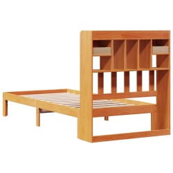 Lit bibliothèque sans matelas cire marron 75x190 cm pin massif 