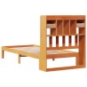 Lit bibliothèque sans matelas cire marron 75x190 cm pin massif 
