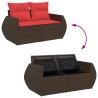 Salon de jardin avec coussins 5 pcs marron résine tressée 
