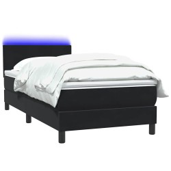 Sommier à lattes de lit avec matelas noir 100x210 cm velours 