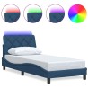 Cadre de lit avec LED sans matelas bleu 80x200 cm tissu 