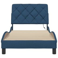 Cadre de lit avec LED sans matelas bleu 80x200 cm tissu 