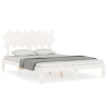 Cadre de lit sans matelas blanc bois de pin massif 