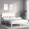 Cadre de lit sans matelas blanc bois de pin massif 