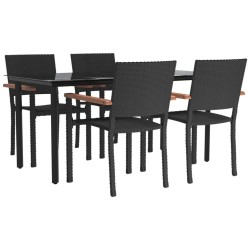 Ensemble à manger de jardin 5 pcs Noir Résine tressée 