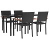 Ensemble à manger de jardin 5 pcs Noir Résine tressée 