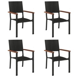 Ensemble à manger de jardin 5 pcs Noir Résine tressée 