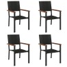 Ensemble à manger de jardin 5 pcs Noir Résine tressée 