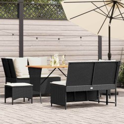 Salon de jardin 5 pcs avec coussins noir résine tressée 