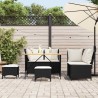 Salon de jardin 5 pcs avec coussins noir résine tressée 