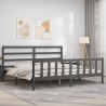 Cadre de lit avec tête de lit gris 180x200 cm bois massif 
