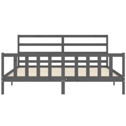 Cadre de lit avec tête de lit gris 180x200 cm bois massif 