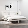Cadre de lit sans matelas blanc bois massif 