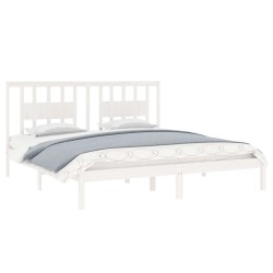 Cadre de lit sans matelas blanc bois massif 