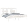 Cadre de lit sans matelas blanc bois massif 