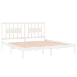 Cadre de lit sans matelas blanc bois massif 
