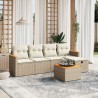 Salon de jardin avec coussins 6 pcs beige résine tressée 