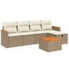 Salon de jardin avec coussins 6 pcs beige résine tressée 