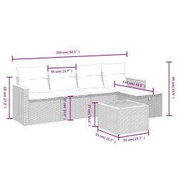 Salon de jardin avec coussins 6 pcs beige résine tressée 