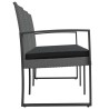 Banc de jardin à 3 places et coussins gris foncé PP rotin 