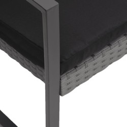 Banc de jardin à 3 places et coussins gris foncé PP rotin 