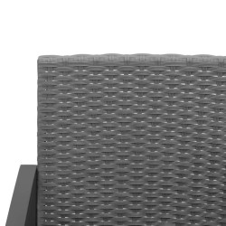 Banc de jardin à 3 places et coussins gris foncé PP rotin 