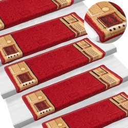 Tapis d'escalier autoadhésifs 10 pcs 65x21x4 cm Rouge 