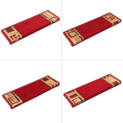 Tapis d'escalier autoadhésifs 10 pcs 65x21x4 cm Rouge 