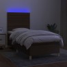 Sommier à lattes de lit et matelas et LED Marron foncé 90x200cm 