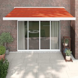 Auvent rétractable orange et marron 3x2,5 m tissu et aluminium 